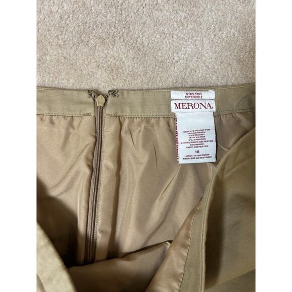 Merona Tan Linen Look Stretch Pencil Skirt Size 16 - Picture 5 of 5